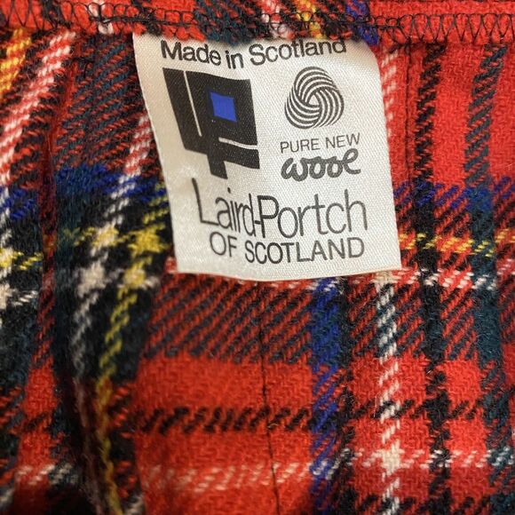 Vtg LAIRD PORTCH of SCOTLAND Red Tartan Plaid Wrap Kilt skirt 100% Wool Skirt 26 - Picture 4 of 12